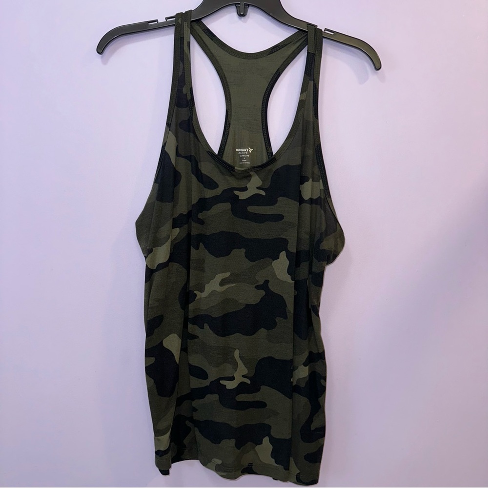 Old Navy Active Green Camo Racerback Tank Top